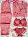Fancy Night Suit & Bra Penty Set Combo for Women's