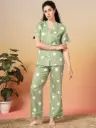 Women Polka Dots Printed Shirt & Pyjamas Night Suit