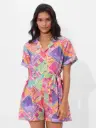 Women Printed Short Sleeves Jumpsuit