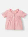 Girls Striped Ruffles Smocked Cotton Top