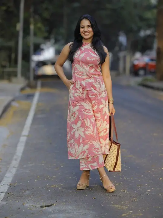 Floral Printed Straight Kurta With Palazzos