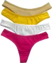 Pack of 4 Women Thong Beige, White, Yellow, Red Panty