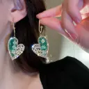 Elegant Crystal Zircon Heart Shaped Earrings Silver Women's Jewelry