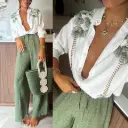 Daily Women’s Vacation Streetwear Palm Tree Printed Pocket Pants Set