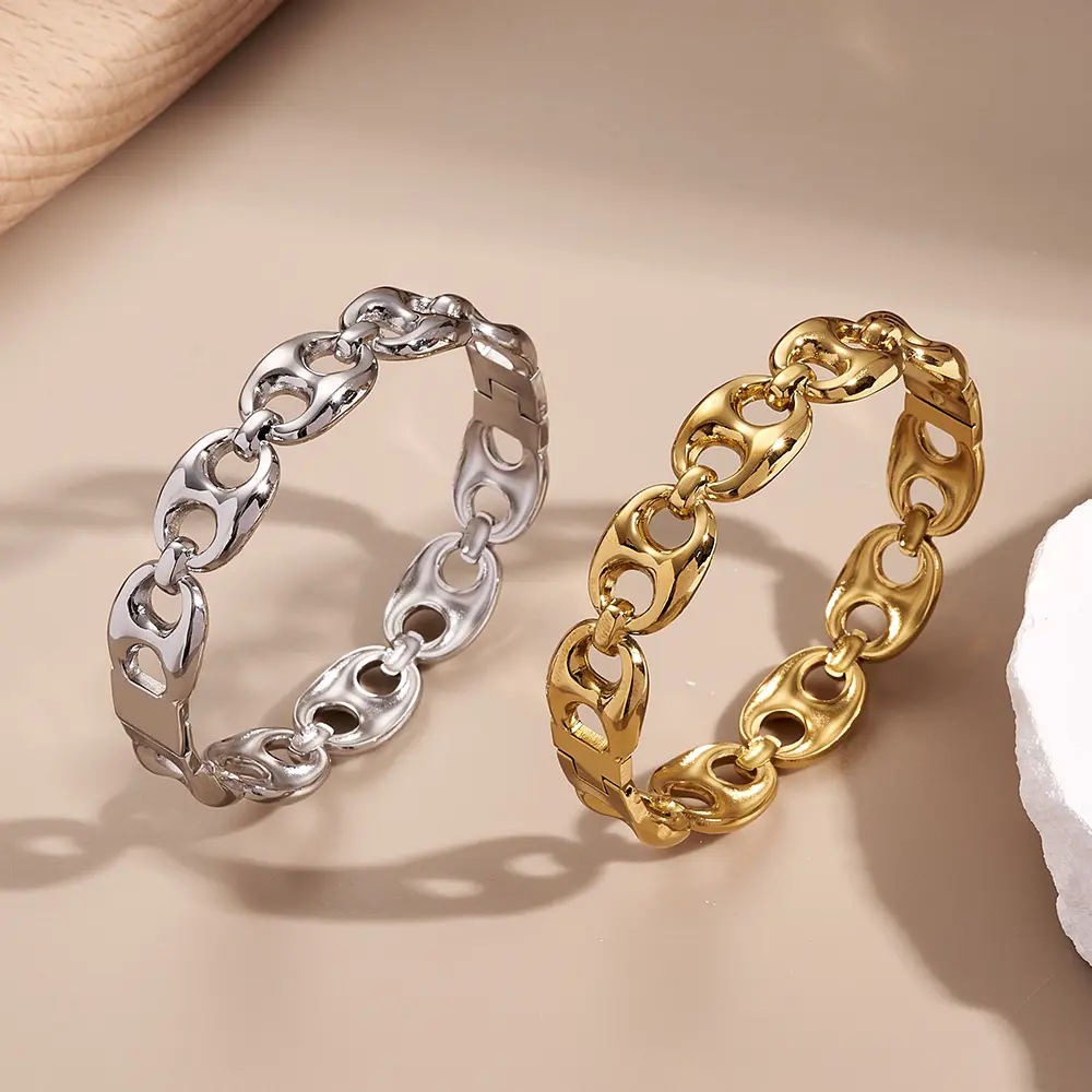 Fashionable Minimalist Ins Style Stainless Steel Coffee Bean Bracelet