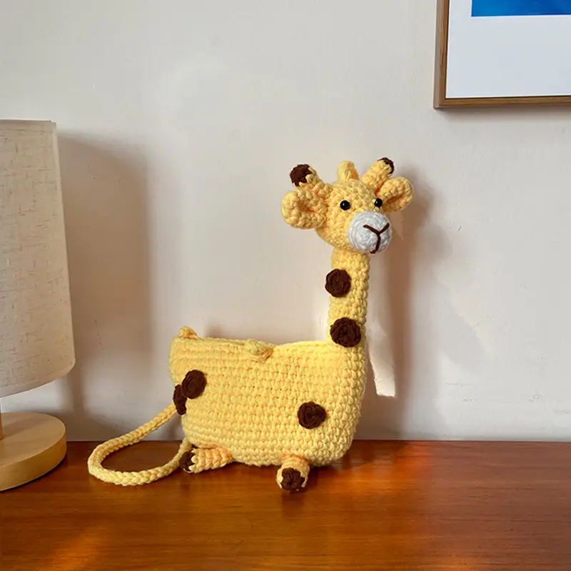 Autumn Winter Hand-Knitted Giraffe Crossbody Bag