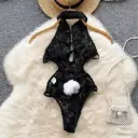 Women's Sexy Solid Color Black Sleeveless Backless Bodysuits