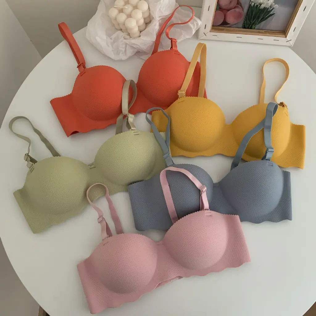 Solid Color Simple Style Nylon Cotton Push-Up Bralette