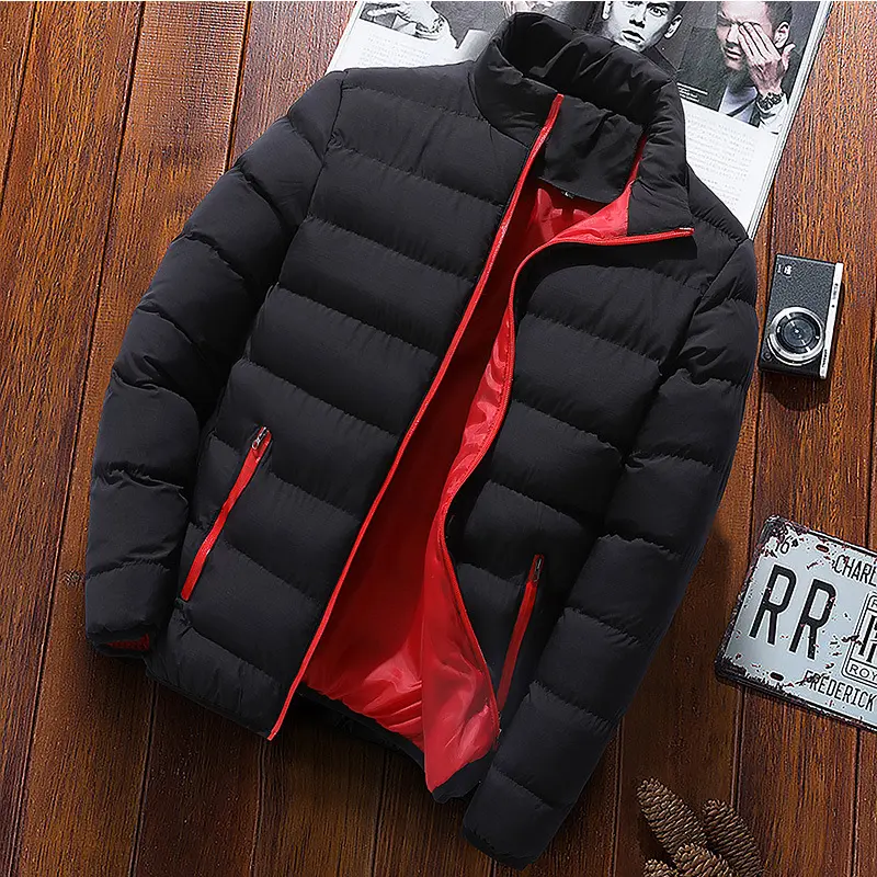Men’s Winter Thickened Cotton-Padded Stand Collar Jacket
