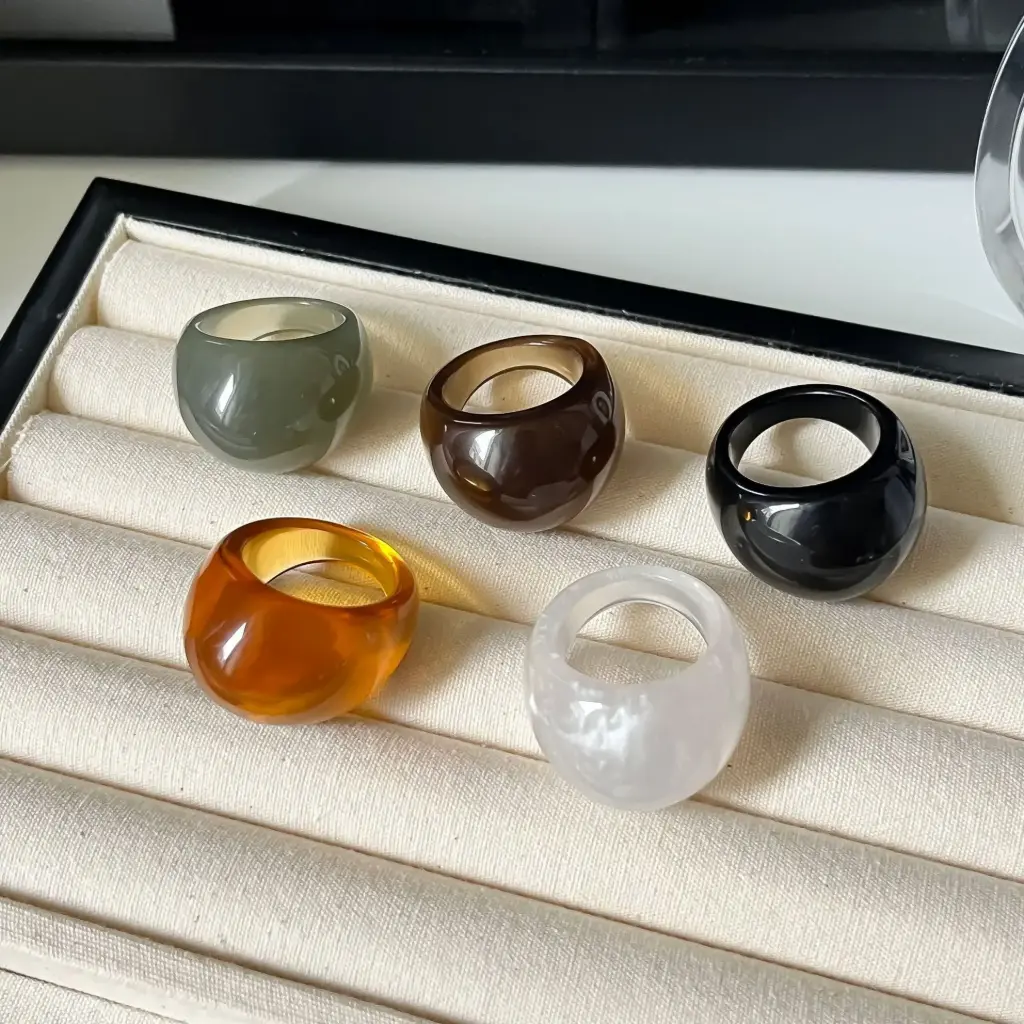 Women’s Retro Transparent Resin Ring – Minimalist Fashion Band