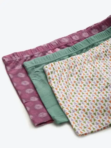 Women Pack Of 3 Pure Cotton Printed Boy Shorts