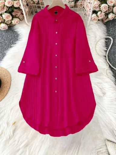 Women Regular Fit Self Design Button Down Collar Casual Shirt