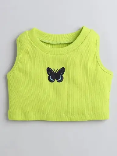 Girls Graphic Printed Cotton Crop Top