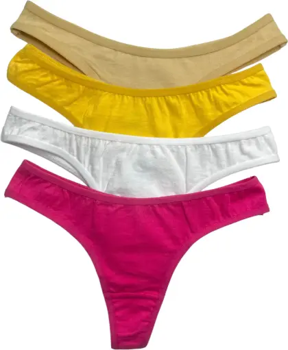 Pack of 4 Women Thong Beige, White, Yellow, Red Panty