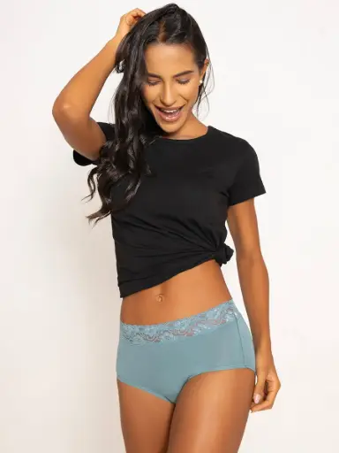 Pack of 2 Mid-Rise Antimicrobial Boy Shorts Briefs for Women - Sea Green & Carrot