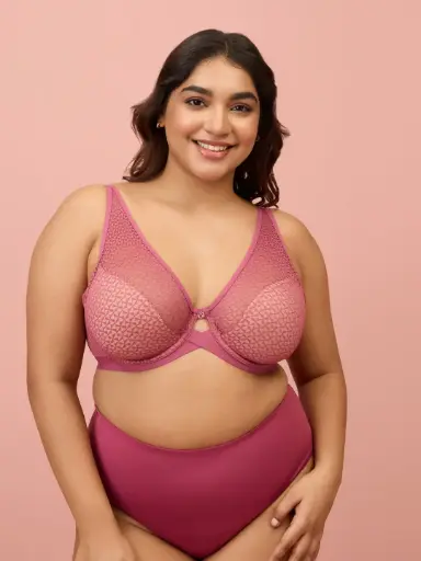 Textured Lace Non Padded Wired Bra NYB140 - Mauve