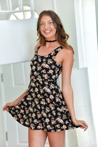 Midnight Bloom Sleeveless Floral Skater Dress